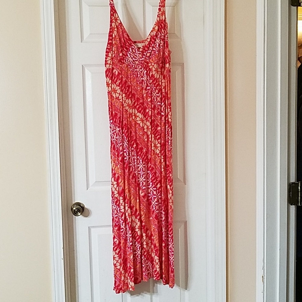 Fuschia orange white maxi dress